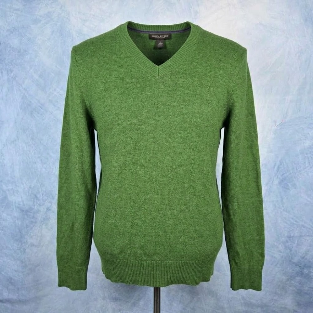 Banana Republic Extra Fine Merino Wool V-Neck Sweater Green Womens Medium